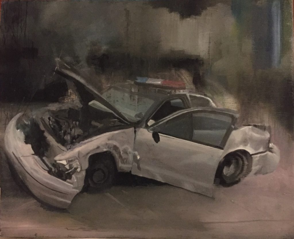White trash 26,7x28,3cm Huile sur bois 2019