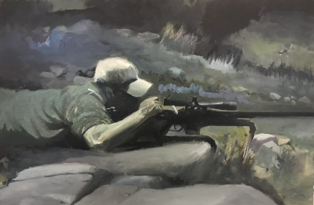 Shooter 44,5x29,5 cm Huile sur bois 2020